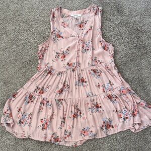 Sleeveless Floral Tiered Blouse - Pink